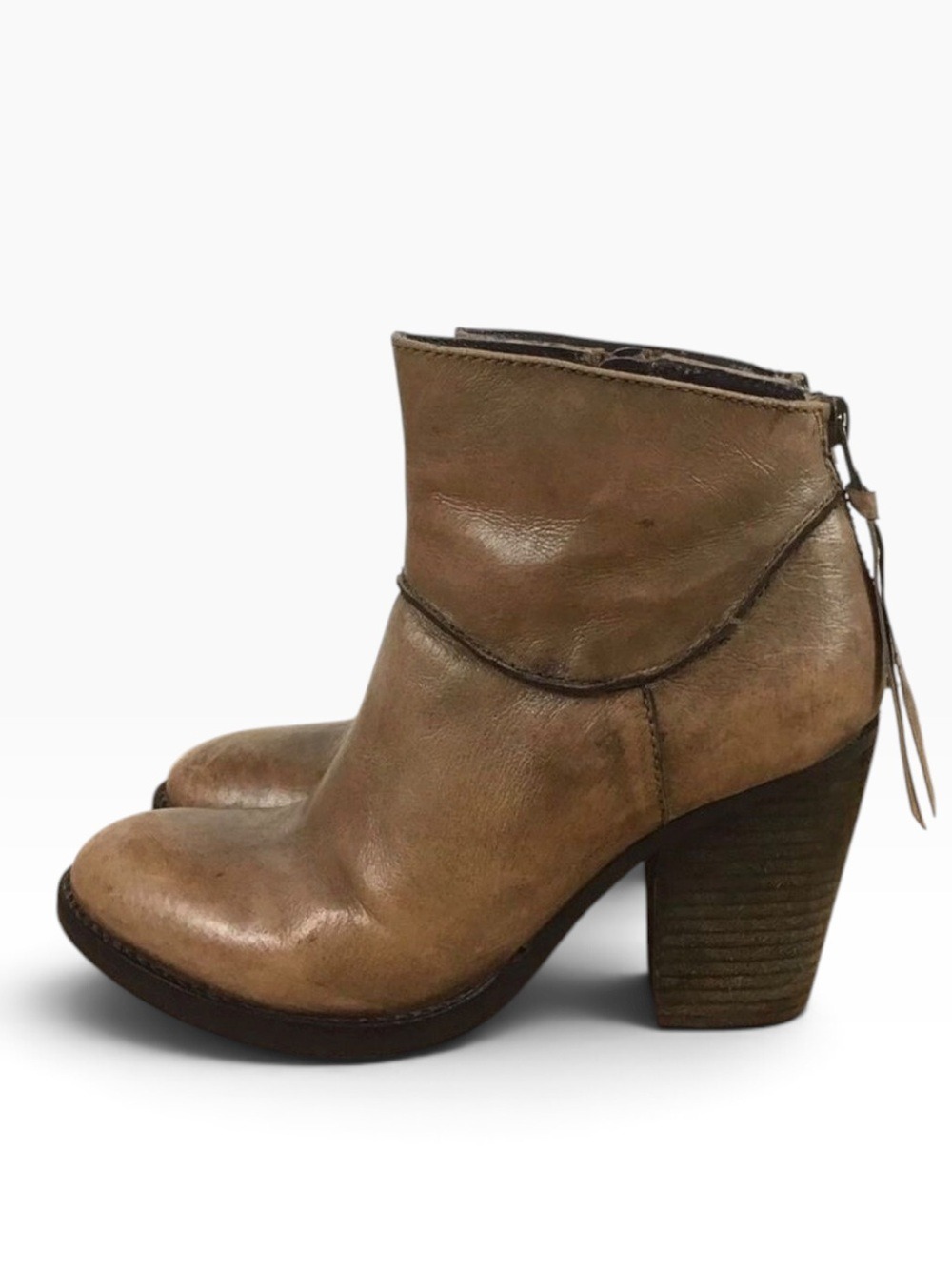 STEVE Madden leather ankle boots southwestern look cowboy size 7 tan brown rodeo